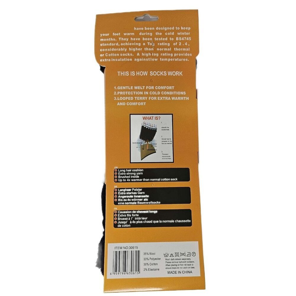 Merino Lamb Wool Diabetic Socks, Men Women, Warm Winter Sock Size 10-13, 6-Pack - Picture 2 of 3